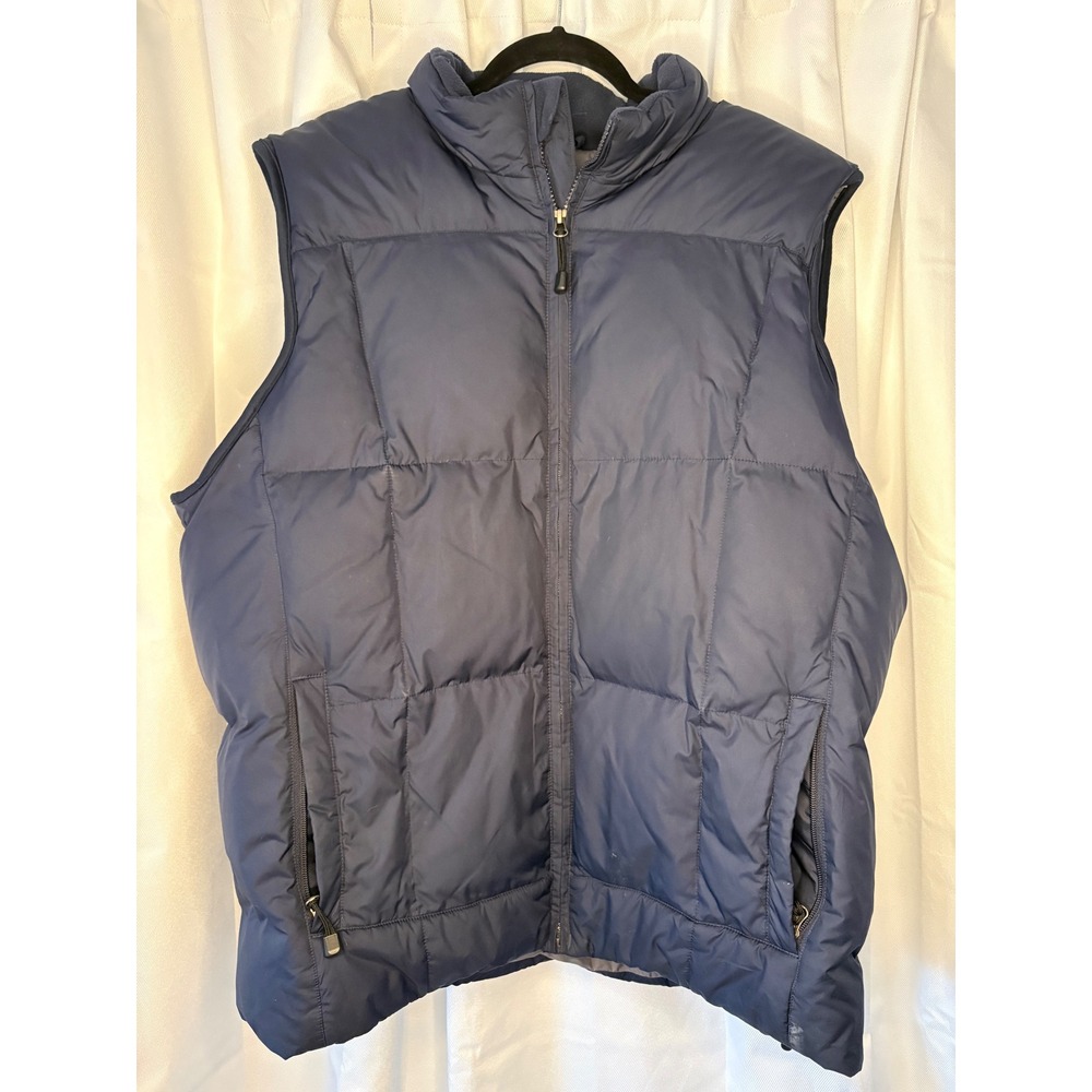 Vintage Eddie Bauer Men's XLT Premium Goose Down Puffer Vest Navy Blue Gorpcore - Picture 2 of 10